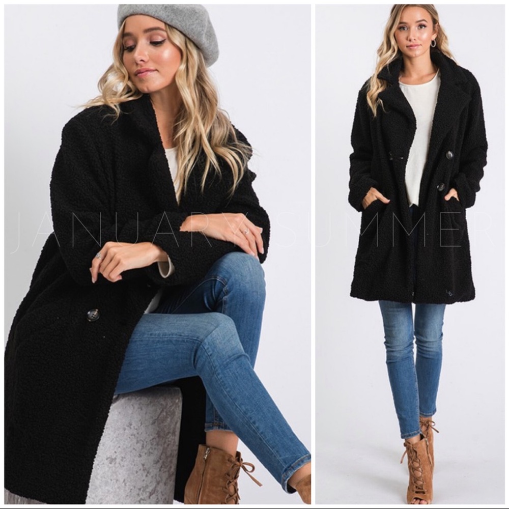 ❄️BLACK FLEECE COAT - Picture 2 of 3